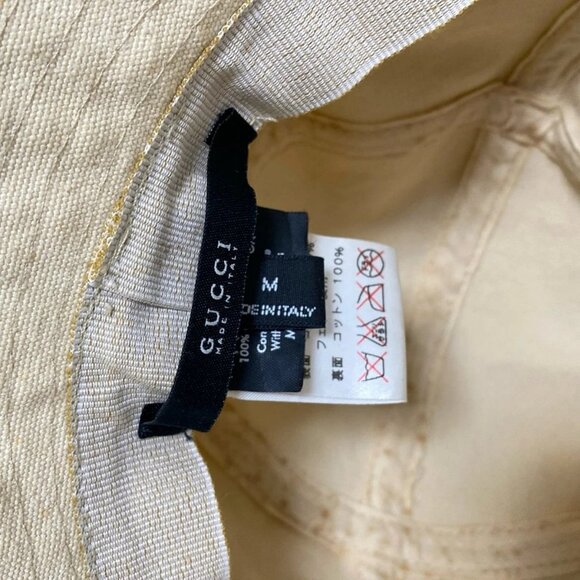 GUCCI - Beige Dark Brown Cotton Leather Feather Hat main image 14